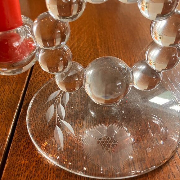 Vintage Imperial Glass Double Bubbled Candlesticks x 2 - MCM Glass Candlesticks - Picture 7 of 9